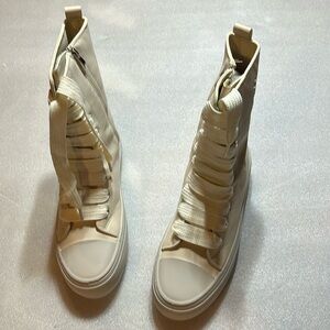 Hi Top PU leather sneakers sz 10 NIB